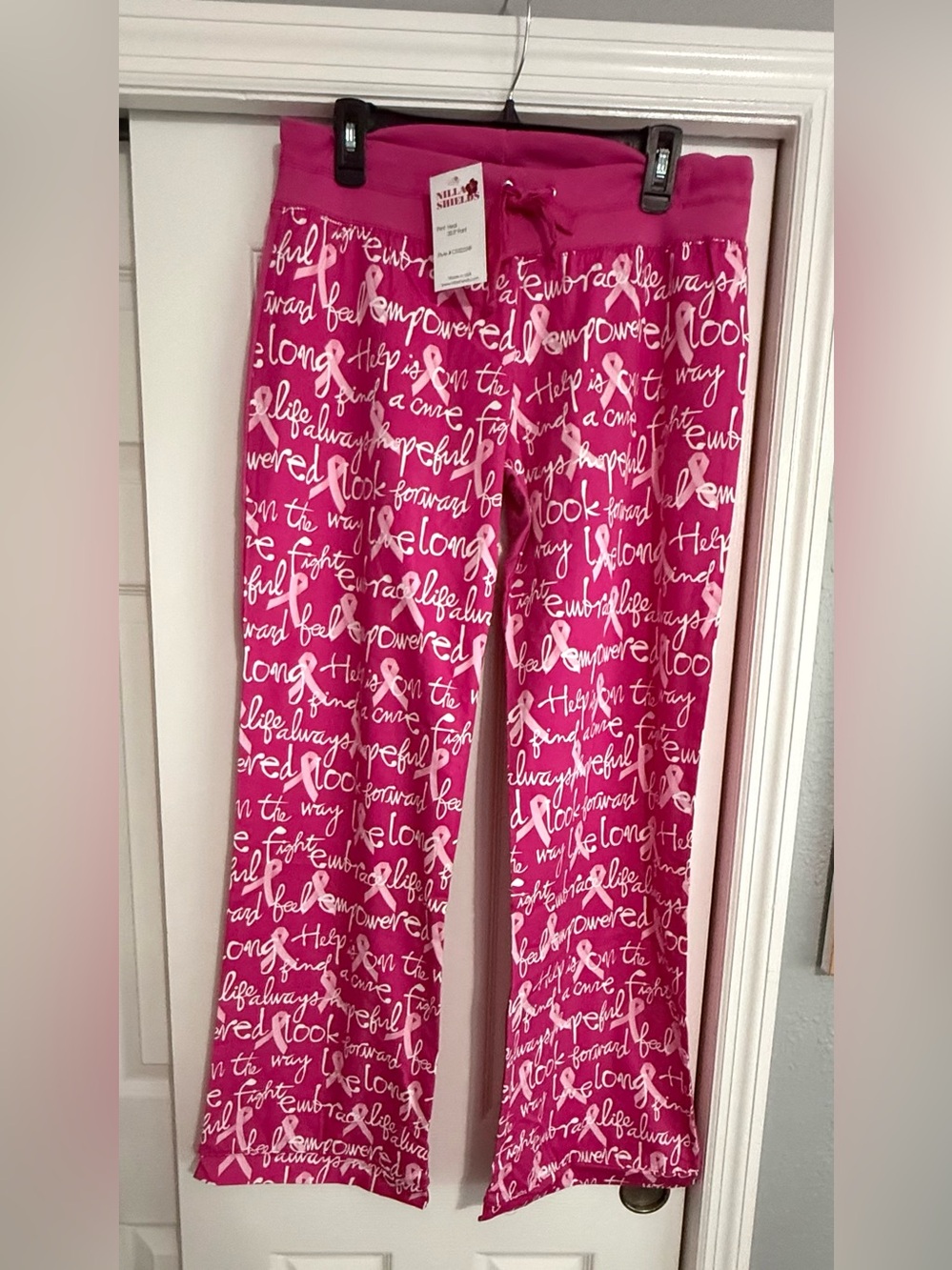 Nilla Shields Women’s Drawstring Pants for Breast Cancer Awareness